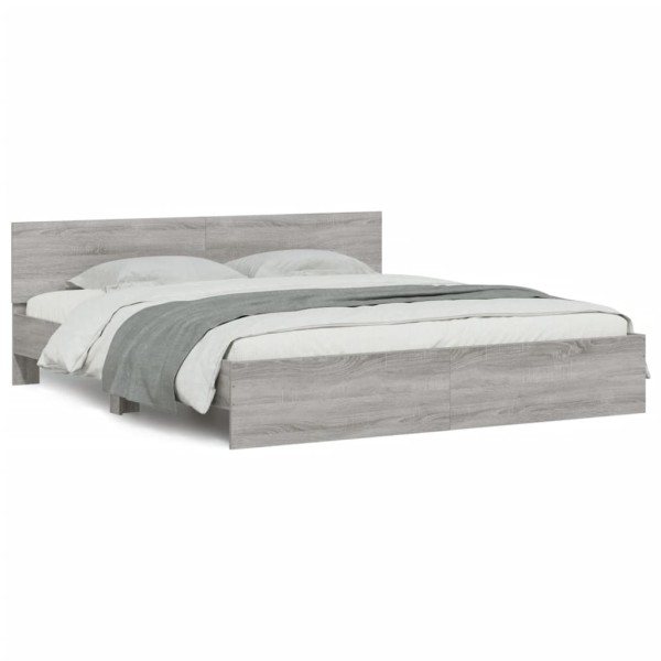 Estructura de cama con cabecero gris Sonoma 200x200 cm Estructura de cama con cabecero gris Sonoma 200x200 cm