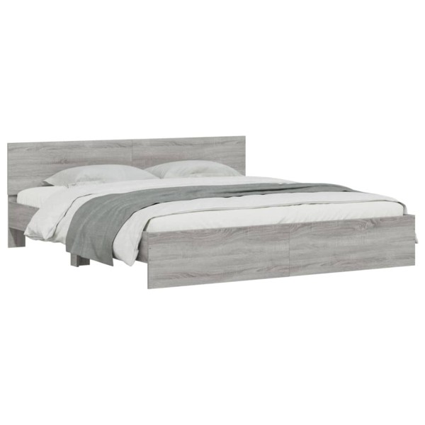 Estructura de cama con cabecero gris Sonoma 200x200 cm Estructura de cama con cabecero gris Sonoma 200x200 cm