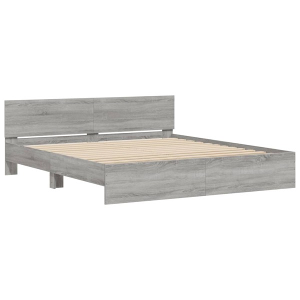 Estructura de cama con cabecero gris Sonoma 200x200 cm Estructura de cama con cabecero gris Sonoma 200x200 cm