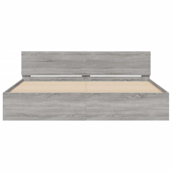 Estructura de cama con cabecero gris Sonoma 200x200 cm Estructura de cama con cabecero gris Sonoma 200x200 cm