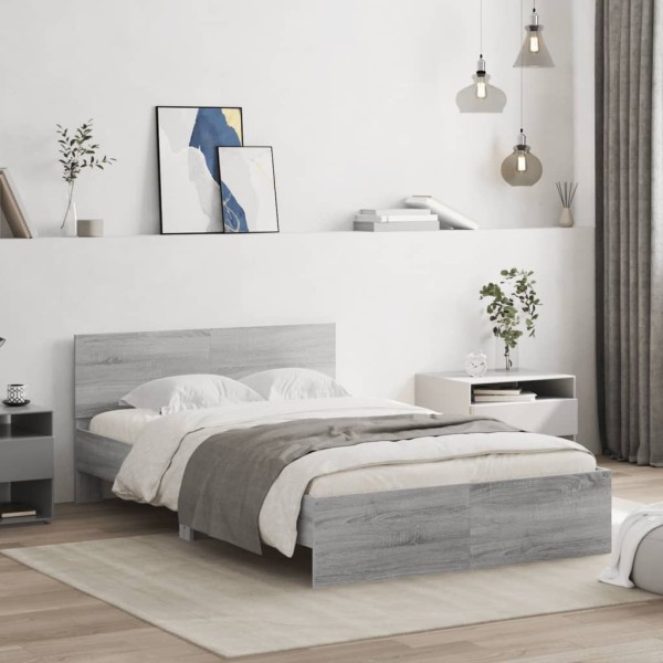 Estructura de cama con cabecero gris Sonoma 120x200 cm Estructura de cama con cabecero gris Sonoma 120x200 cm