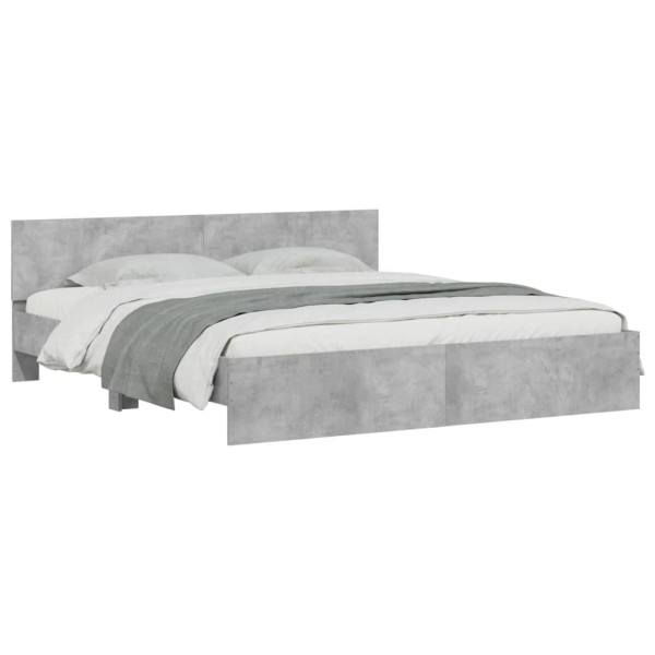 Estructura de cama cabecero y luces LED gris hormigón 200x200cm Estructura de cama cabecero y luces LED gris hormigón 200x200cm