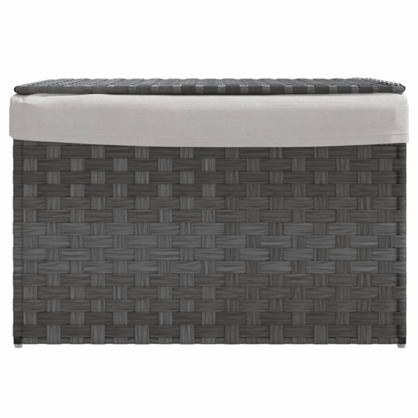 Cesto de ropa sucia con tapa ratán sintético gris 55,5x35x34 cm Cesto de ropa sucia con tapa ratán sintético gris 55,5x35x34 cm