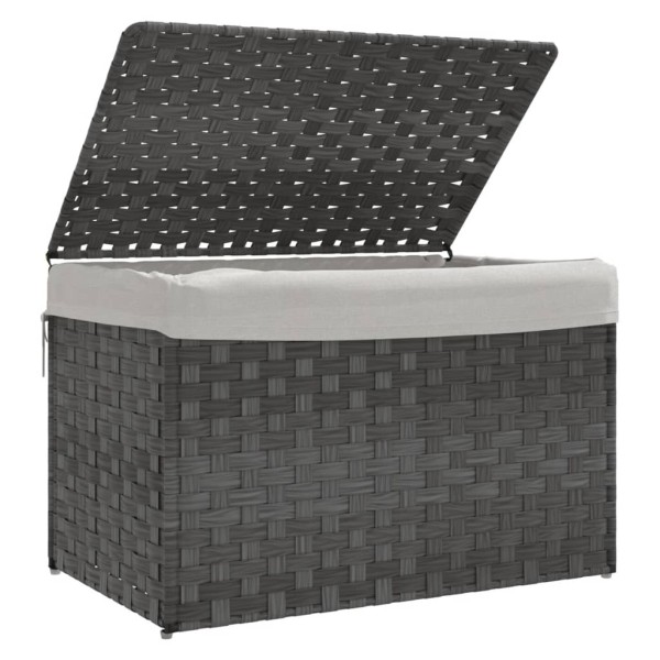 Cesto de ropa sucia con tapa ratán sintético gris 55,5x35x34 cm Cesto de ropa sucia con tapa ratán sintético gris 55,5x35x34 cm