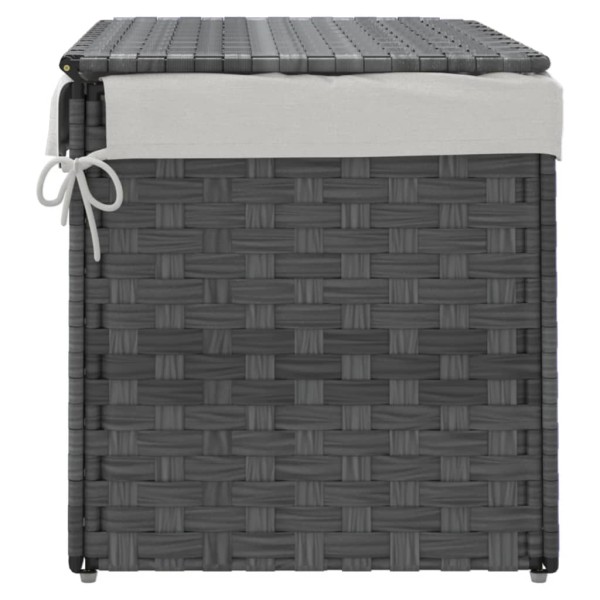 Cesto de ropa sucia con tapa ratán sintético gris 55,5x35x34 cm Cesto de ropa sucia con tapa ratán sintético gris 55,5x35x34 cm