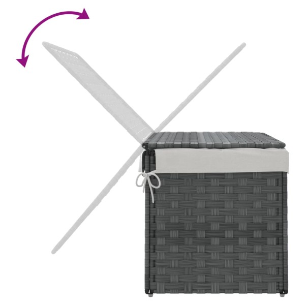 Cesto de ropa sucia con tapa ratán sintético gris 55,5x35x34 cm Cesto de ropa sucia con tapa ratán sintético gris 55,5x35x34 cm