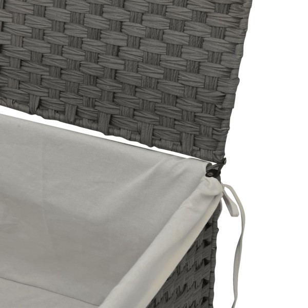 Cesto de ropa sucia con tapa ratán sintético gris 55,5x35x34 cm Cesto de ropa sucia con tapa ratán sintético gris 55,5x35x34 cm