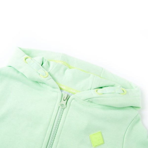 Sudadera para niños con capucha y cremallera verde brillante 116 Sudadera para niños con capucha y cremallera verde brillante 116