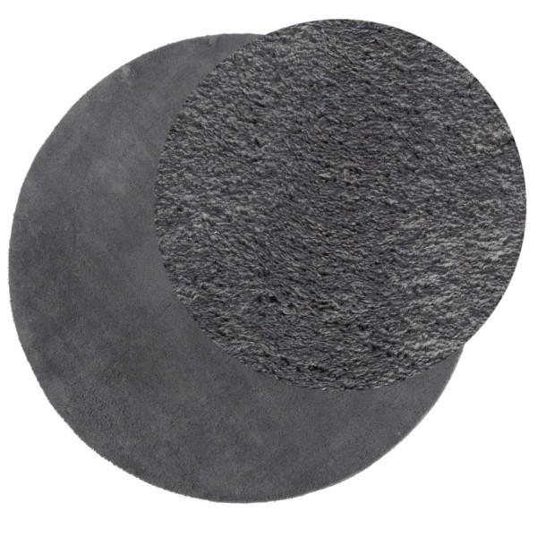 Alfombra de pelo corto suave lavable HUARTE antracita Ø 80 cm Alfombra de pelo corto suave lavable HUARTE antracita Ø 80 cm