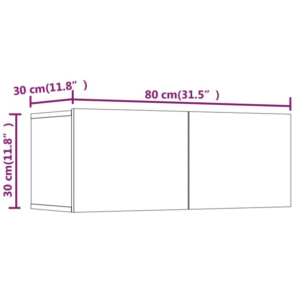 Muebles TV 2 uds madera contrachapada gris Sonoma 80x30x30 cm Muebles TV 2 uds madera contrachapada gris Sonoma 80x30x30 cm