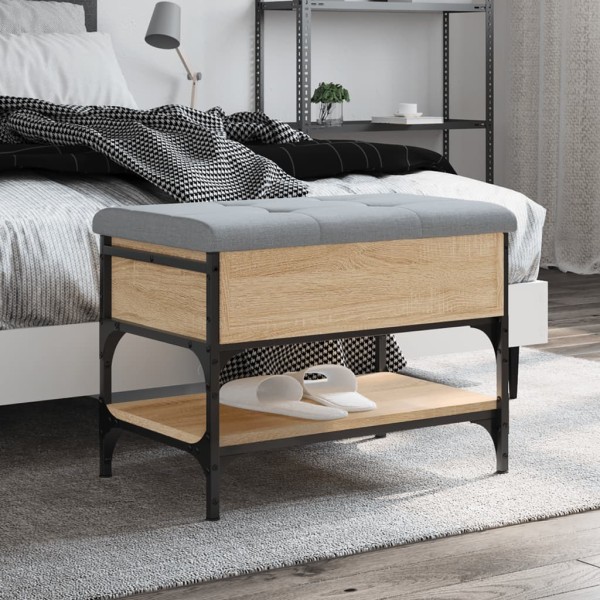 Banco zapatero madera de ingeniería roble Sonoma 62x42x45 cm Banco zapatero madera de ingeniería roble Sonoma 62x42x45 cm