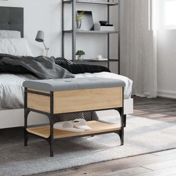 Banco zapatero madera de ingeniería roble Sonoma 62x42x45 cm Banco zapatero madera de ingeniería roble Sonoma 62x42x45 cm