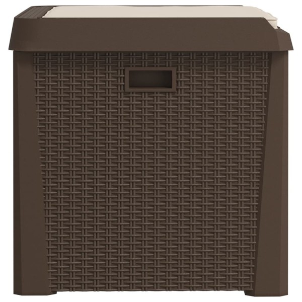 Caja de almacenaje jardín con cojín de asiento PP marrón 125 L Caja de almacenaje jardín con cojín de asiento PP marrón 125 L