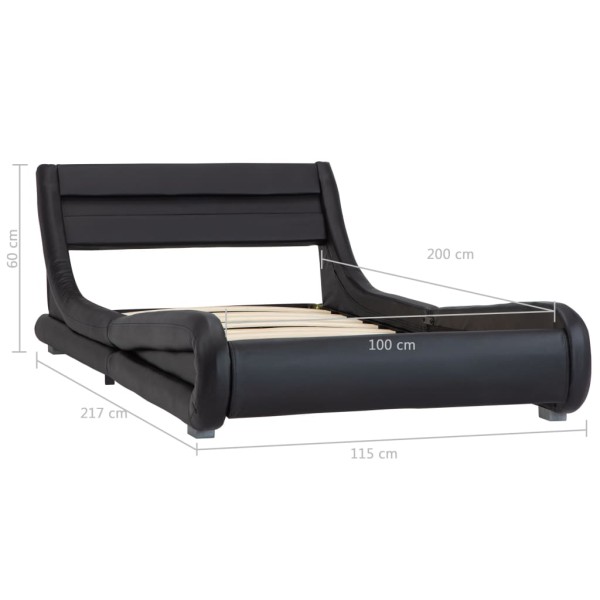 Estructura de cama con LED cuero sintético negro 100x200 cm Estructura de cama con LED cuero sintético negro 100x200 cm