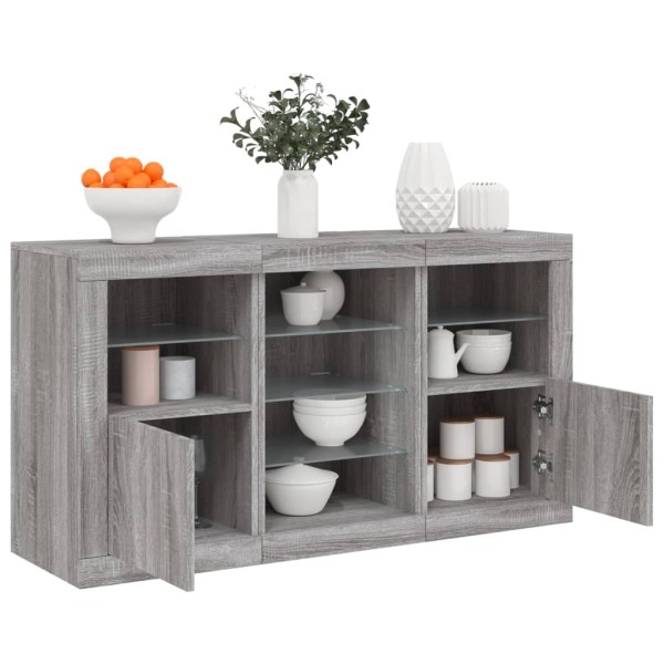 Aparador con luces LED gris Sonoma 123x37x67 cm Aparador con luces LED gris Sonoma 123x37x67 cm