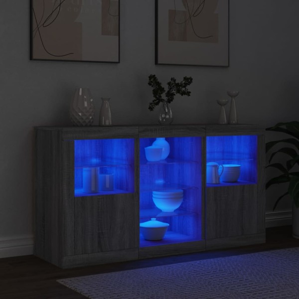 Aparador con luces LED gris Sonoma 123x37x67 cm Aparador con luces LED gris Sonoma 123x37x67 cm