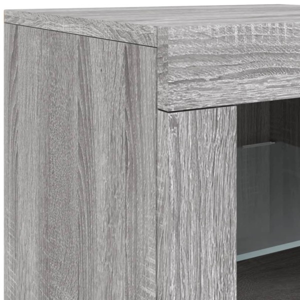 Aparador con luces LED gris Sonoma 123x37x67 cm Aparador con luces LED gris Sonoma 123x37x67 cm