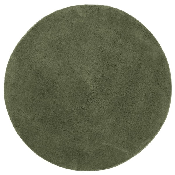 Alfombra pelo corto suave lavable HUARTE verde bosque Ø 160 cm