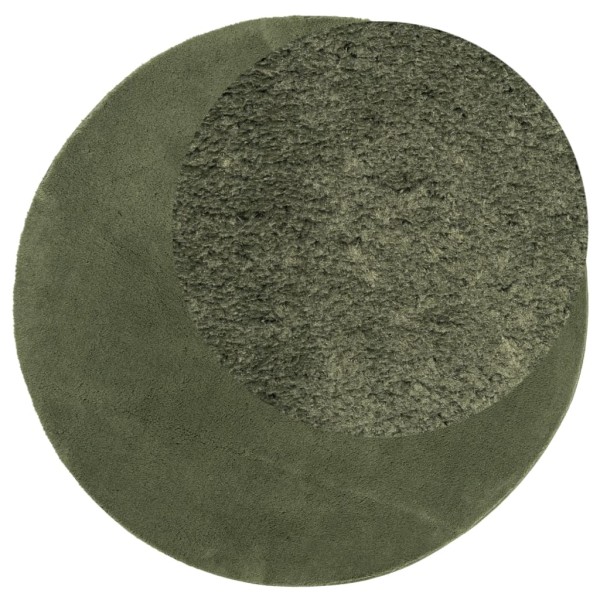 Alfombra pelo corto suave lavable HUARTE verde bosque Ø 160 cm