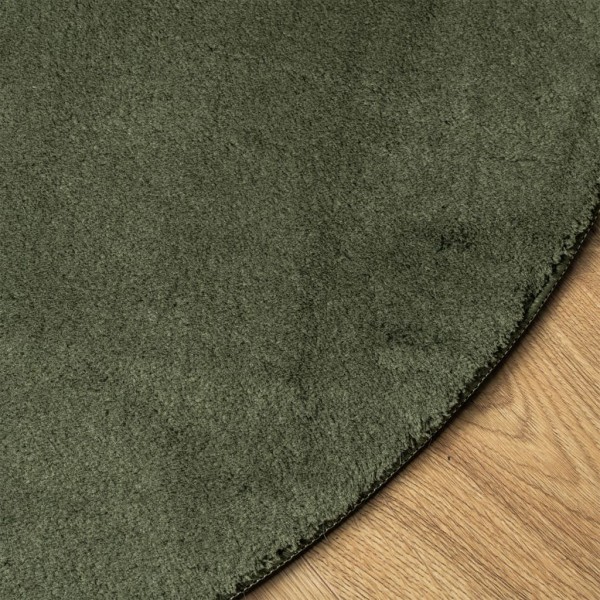 Alfombra pelo corto suave lavable HUARTE verde bosque Ø 160 cm