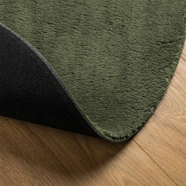Alfombra pelo corto suave lavable HUARTE verde bosque Ø 160 cm
