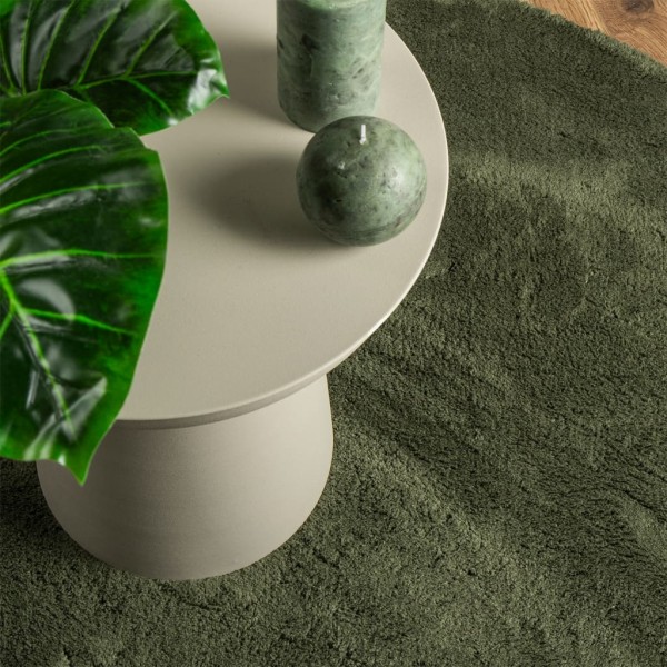 Alfombra pelo corto suave lavable HUARTE verde bosque Ø 160 cm
