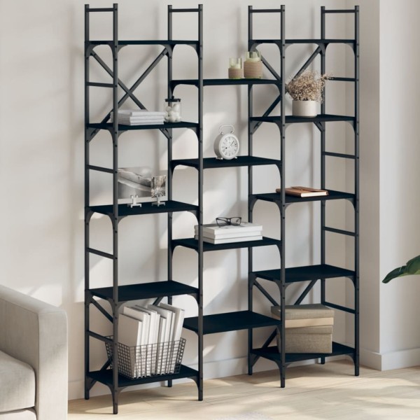 Estantería madera de ingeniería negra 127,5x28,5x172,5 cm Estantería madera de ingeniería negra 127,5x28,5x172,5 cm