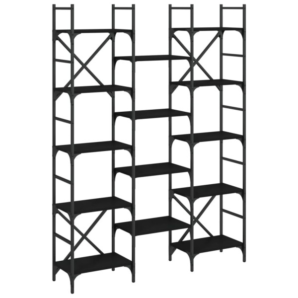 Estantería madera de ingeniería negra 127,5x28,5x172,5 cm Estantería madera de ingeniería negra 127,5x28,5x172,5 cm