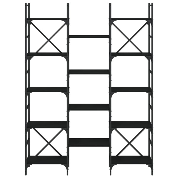 Estantería madera de ingeniería negra 127,5x28,5x172,5 cm Estantería madera de ingeniería negra 127,5x28,5x172,5 cm