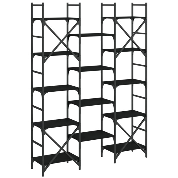 Estantería madera de ingeniería negra 127,5x28,5x172,5 cm Estantería madera de ingeniería negra 127,5x28,5x172,5 cm