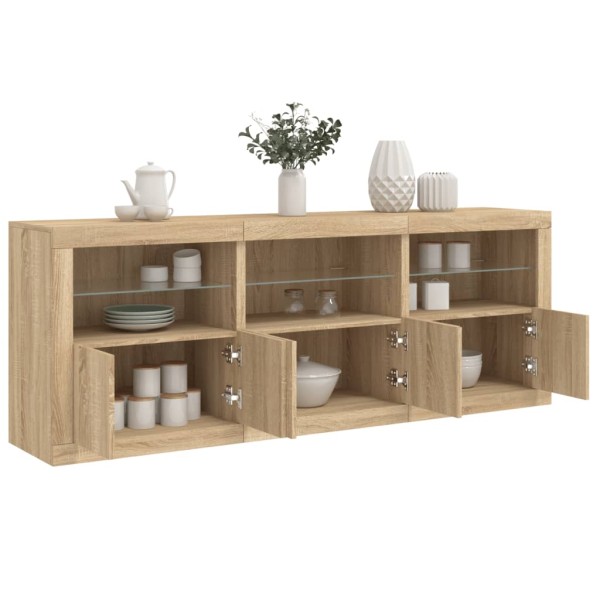 Aparador con luces LED roble Sonoma 181,5x37x67 cm Aparador con luces LED roble Sonoma 181,5x37x67 cm