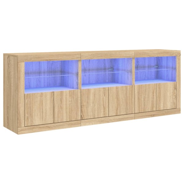 Aparador con luces LED roble Sonoma 181,5x37x67 cm Aparador con luces LED roble Sonoma 181,5x37x67 cm