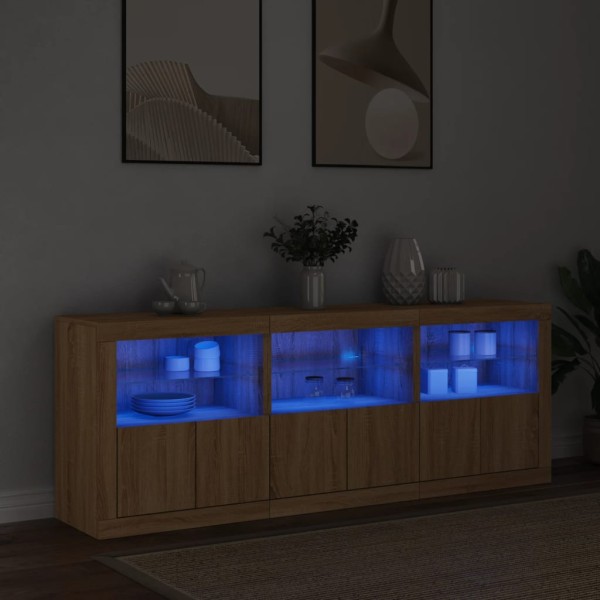 Aparador con luces LED roble Sonoma 181,5x37x67 cm Aparador con luces LED roble Sonoma 181,5x37x67 cm