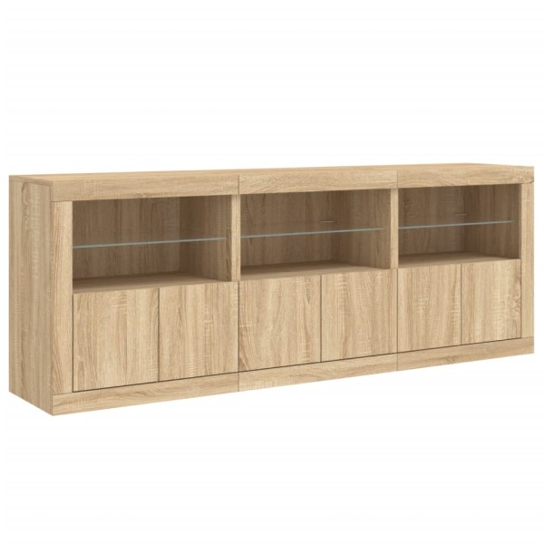 Aparador con luces LED roble Sonoma 181,5x37x67 cm Aparador con luces LED roble Sonoma 181,5x37x67 cm