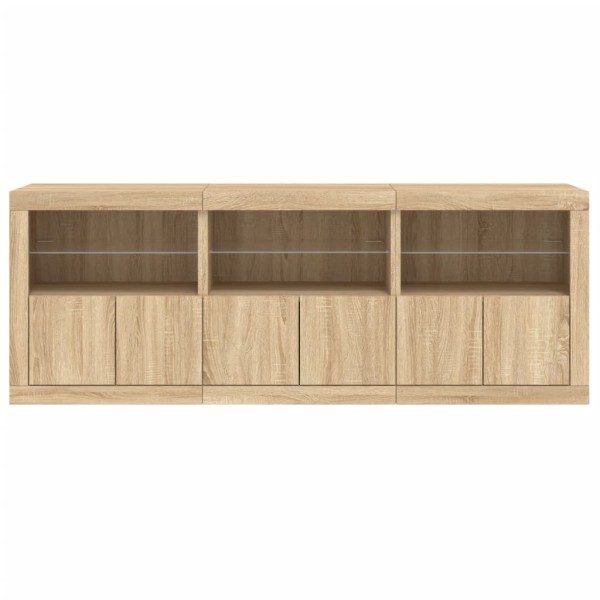 Aparador con luces LED roble Sonoma 181,5x37x67 cm Aparador con luces LED roble Sonoma 181,5x37x67 cm