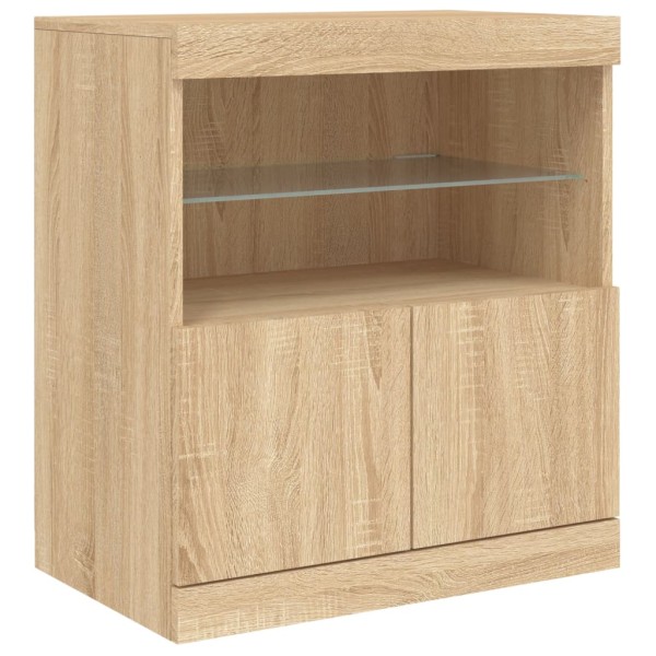 Aparador con luces LED roble Sonoma 181,5x37x67 cm Aparador con luces LED roble Sonoma 181,5x37x67 cm