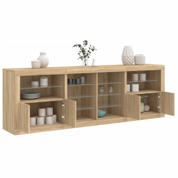 Aparador con luces LED roble Sonoma 202x37x67 cm Aparador con luces LED roble Sonoma 202x37x67 cm