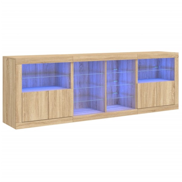 Aparador con luces LED roble Sonoma 202x37x67 cm Aparador con luces LED roble Sonoma 202x37x67 cm