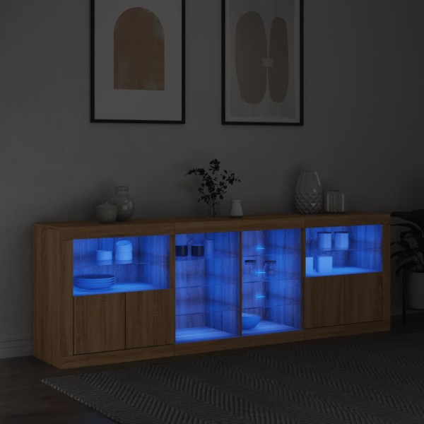 Aparador con luces LED roble Sonoma 202x37x67 cm Aparador con luces LED roble Sonoma 202x37x67 cm