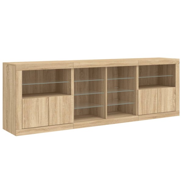 Aparador con luces LED roble Sonoma 202x37x67 cm Aparador con luces LED roble Sonoma 202x37x67 cm