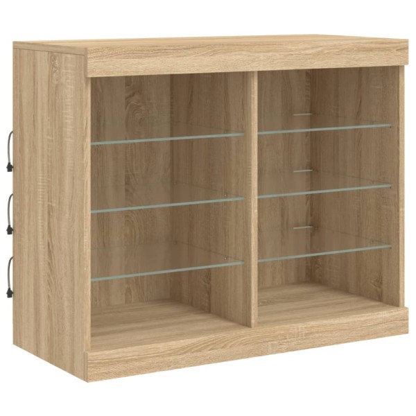 Aparador con luces LED roble Sonoma 202x37x67 cm Aparador con luces LED roble Sonoma 202x37x67 cm