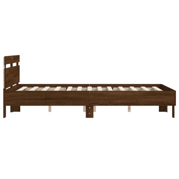Estructura de cama cabecero y luces LED marrón roble 120x200 cm Estructura de cama cabecero y luces LED marrón roble 120x200 cm