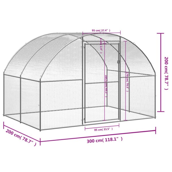 Gallinero de exterior de acero galvanizado 3x2x2 m Gallinero de exterior de acero galvanizado 3x2x2 m