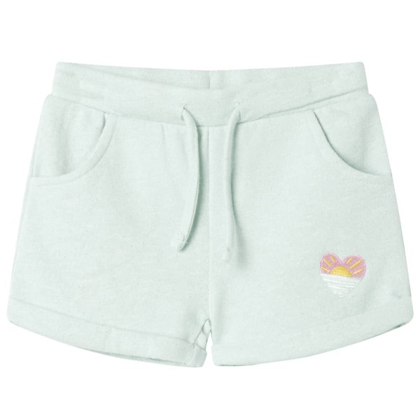 Pantalones cortos infantiles con cordón verde menta claro mixto Pantalones cortos infantiles con cordón verde menta claro mixto
