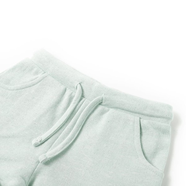 Pantalones cortos infantiles con cordón verde menta claro mixto Pantalones cortos infantiles con cordón verde menta claro mixto