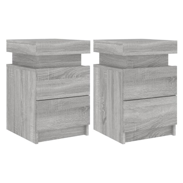 Mesitas de noche con luces LED 2 uds gris Sonoma 35x39x55 cm Mesitas de noche con luces LED 2 uds gris Sonoma 35x39x55 cm