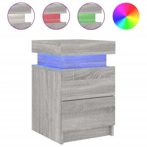Mesitas de noche con luces LED 2 uds gris Sonoma 35x39x55 cm Mesitas de noche con luces LED 2 uds gris Sonoma 35x39x55 cm