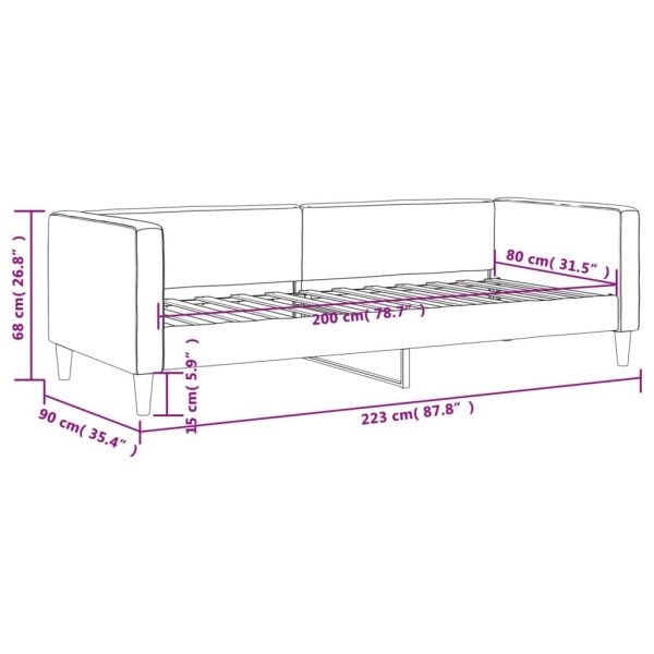 Sofá cama tela gris oscuro 80x200 cm Sofá cama tela gris oscuro 80x200 cm