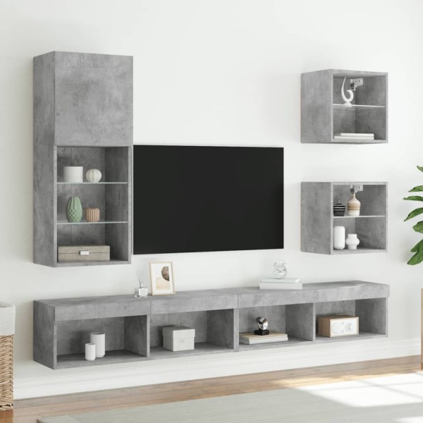 Mueble para TV con luces LED gris hormigón 40,5x30x102 cm Mueble para TV con luces LED gris hormigón 40,5x30x102 cm