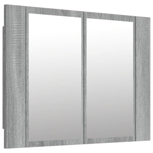 Armario con espejo y LED madera contrachapada gris 60x12x45 cm Armario con espejo y LED madera contrachapada gris 60x12x45 cm